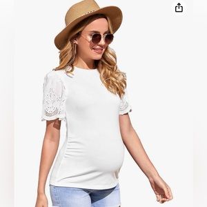 White short sleeve maternity shirt
